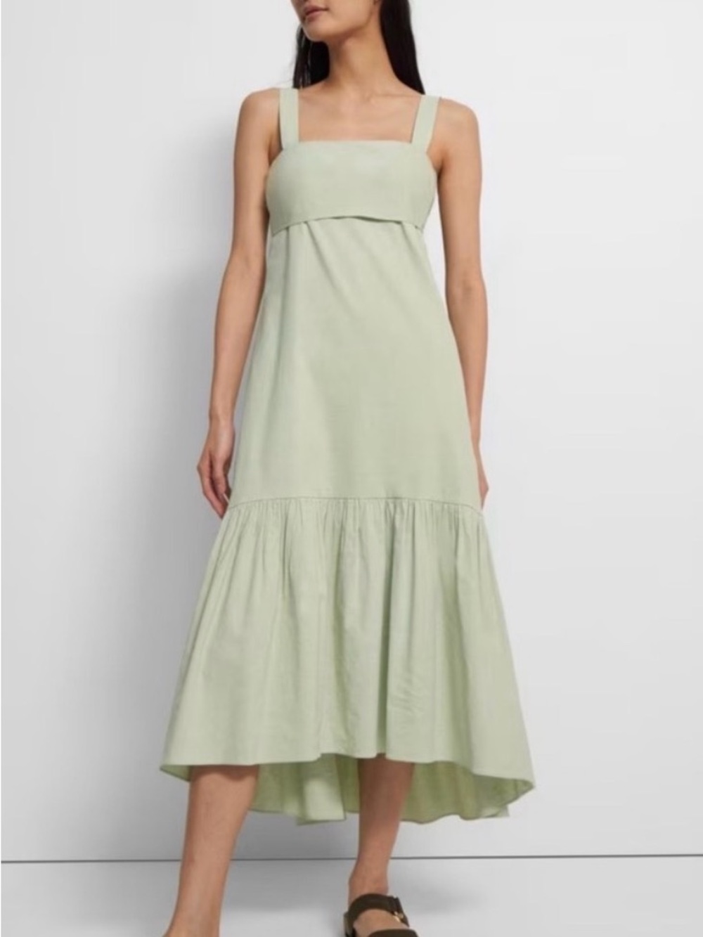Theory Tie-Back Linen Blend Midi Dress $395